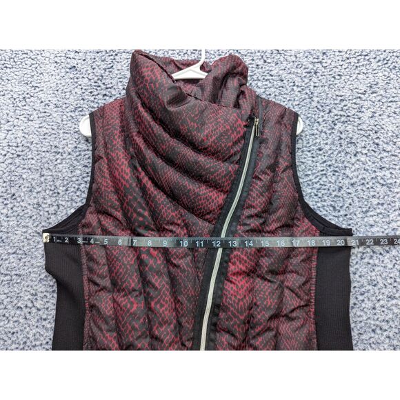 Harley Davidson Down Feather Puffer Vest Size LG Asymmetrical Full Zip Moto Red - Picture 11 of 13